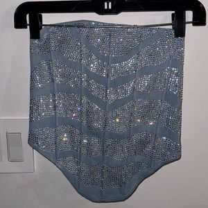 AKIRA Silver and Gray Embellished Top